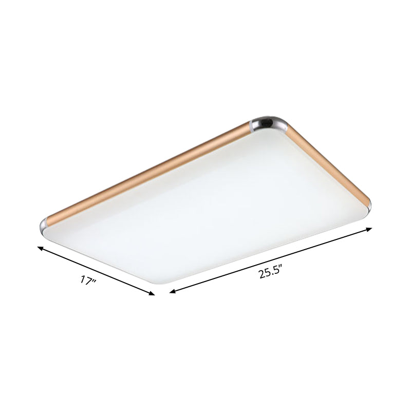 Ultra-Thin Square/Rectangular Flush Light Minimalist Gold LED Ceiling Flush Mount for Bedroom with Acrylic Diffuser, 12"/18"/20.5" Wide Clearhalo 'Ceiling Lights' 'Close To Ceiling Lights' 'Close to ceiling' 'Flush mount' Lighting' 234448