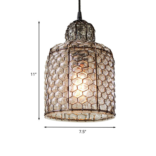 Bell Hanging Light Retro Brown Glass 1 Head Ceiling Suspension Lamp for Living Room Clearhalo 'Ceiling Lights' 'Glass shade' 'Glass' 'Pendant Lights' 'Pendants' Lighting' 234460