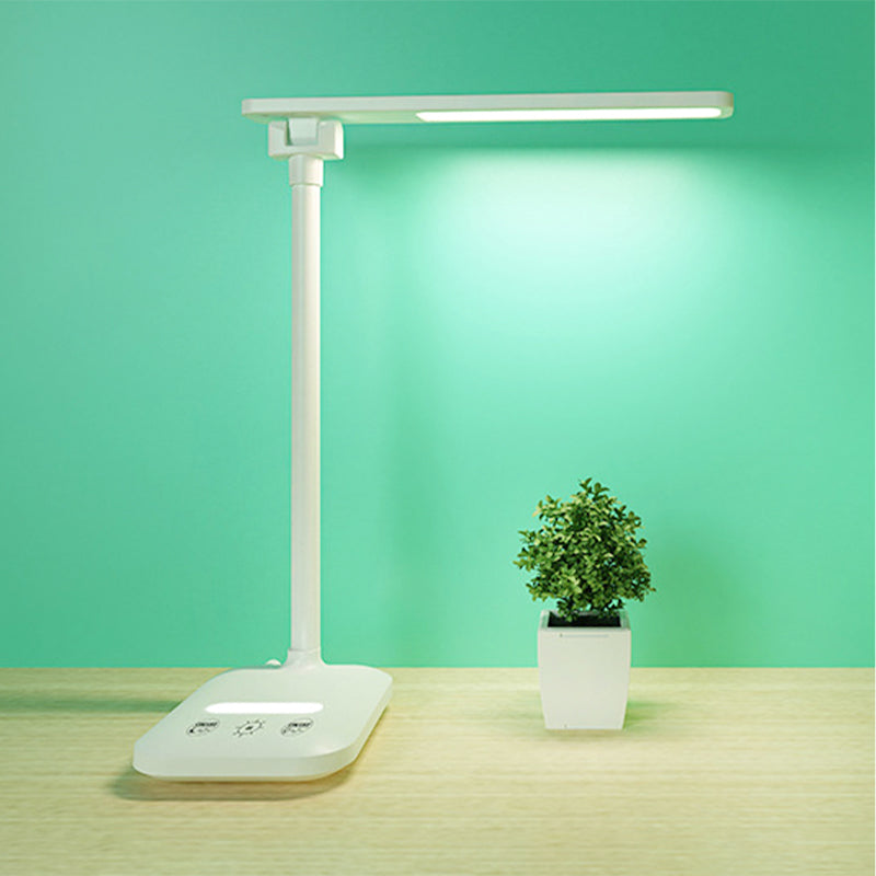 Modern Simple Rectangular Desk Lamp for Reading Plastic LED 5W Bedside Lighting in White, USB/Plug In Clearhalo 'Desk Lamps' 'Lamps' Lighting' 234681