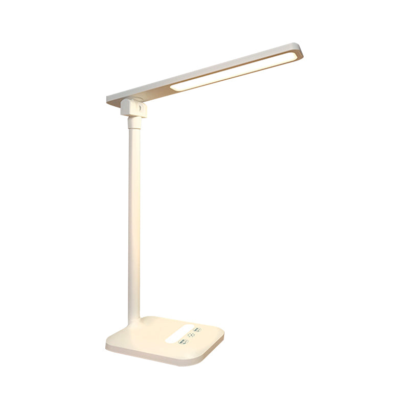 Modern Simple Rectangular Desk Lamp for Reading Plastic LED 5W Bedside Lighting in White, USB/Plug In Clearhalo 'Desk Lamps' 'Lamps' Lighting' 234683