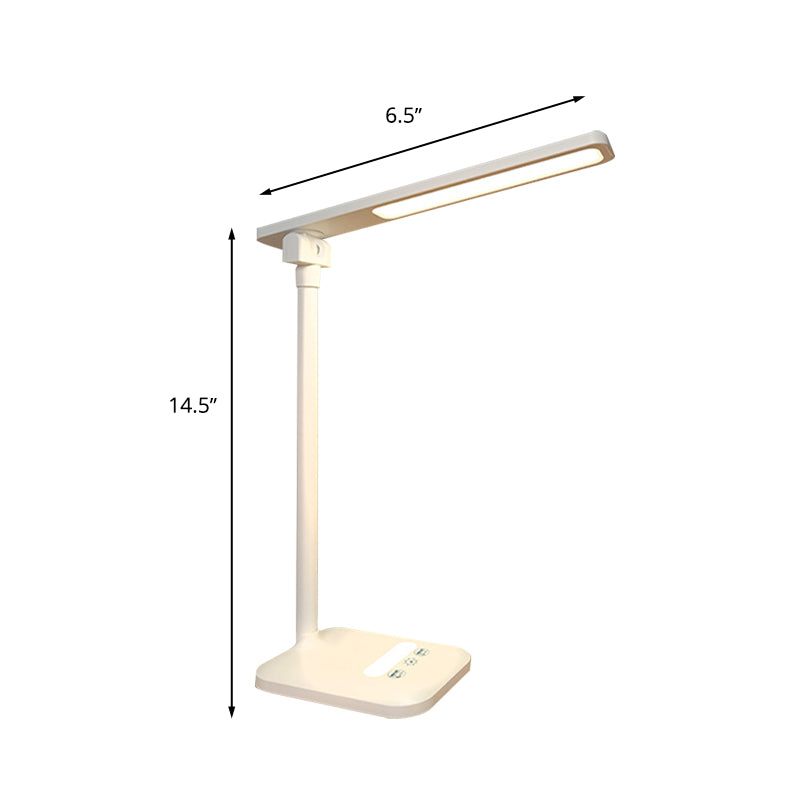 Modern Simple Rectangular Desk Lamp for Reading Plastic LED 5W Bedside Lighting in White, USB/Plug In Clearhalo 'Desk Lamps' 'Lamps' Lighting' 234684
