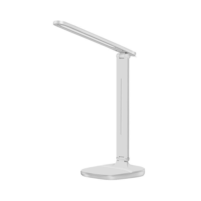 White Oblong Shade Desk Lamp Simple Style Plastic LED Rotatable Lamp for Bedside Reading Clearhalo 'Desk Lamps' 'Lamps' Lighting' 234687