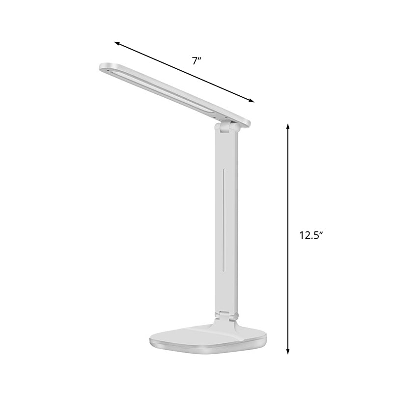White Oblong Shade Desk Lamp Simple Style Plastic LED Rotatable Lamp for Bedside Reading Clearhalo 'Desk Lamps' 'Lamps' Lighting' 234688
