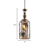 Jar Living Room Hanging Lamp Amber Glass 1 Head Colonial Pendant Lighting Fixture Clearhalo 'Ceiling Lights' 'Glass shade' 'Glass' 'Pendant Lights' 'Pendants' Lighting' 234702