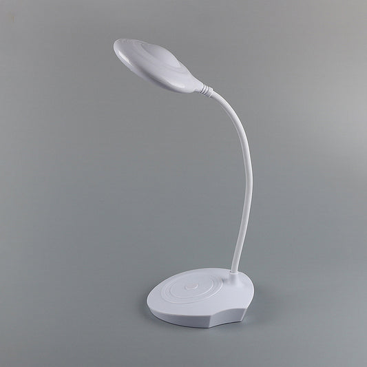 Plastic Circle Shade Standing Desk Lamp for Bedside Modern LED USB Charging Table Light in White Clearhalo 'Desk Lamps' 'Lamps' Lighting' 234724