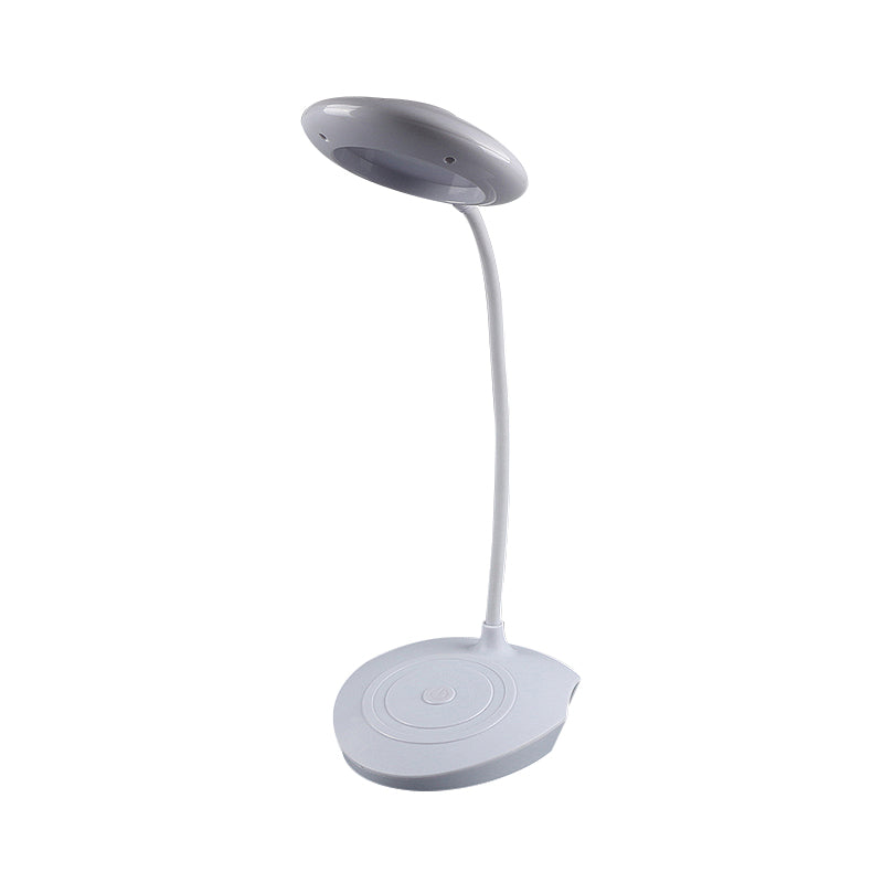 Plastic Circle Shade Standing Desk Lamp for Bedside Modern LED USB Charging Table Light in White Clearhalo 'Desk Lamps' 'Lamps' Lighting' 234725