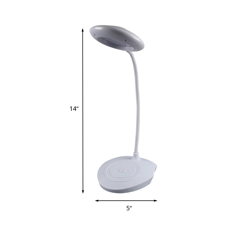 Plastic Circle Shade Standing Desk Lamp for Bedside Modern LED USB Charging Table Light in White Clearhalo 'Desk Lamps' 'Lamps' Lighting' 234726
