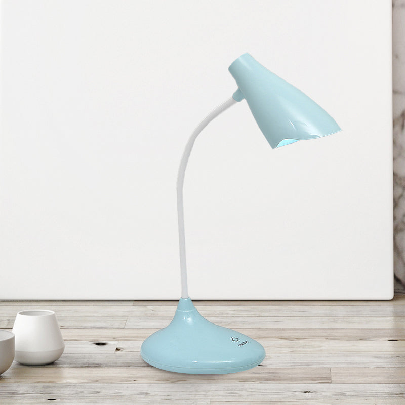 Nordic Bell Shape Standing Desk Light Touch-Sensitive Blue/Green/Pink/White LED Desk Lamp with USB Charging Port Blue Clearhalo 'Desk Lamps' 'Lamps' Lighting' 234762