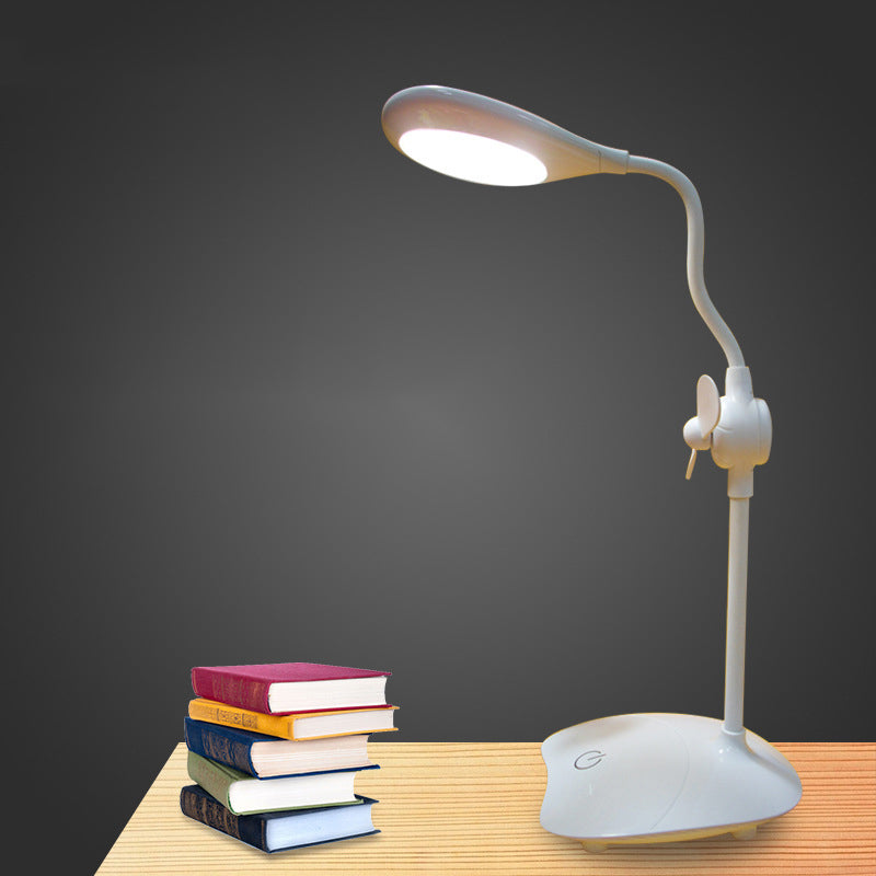 Simple Droplet Design Study Desk Lamp Touch Control Stepless Dimming LED Reading Light with Fan Clearhalo 'Desk Lamps' 'Lamps' Lighting' 234787
