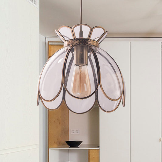 Ruffled Edge Ceiling Pendant Tradition Clear Glass 1 Bulb Hanging Light Fixture, 9.5"/10.5" Wide Clear 9.5" Clearhalo 'Ceiling Lights' 'Glass shade' 'Glass' 'Pendant Lights' 'Pendants' Lighting' 234944