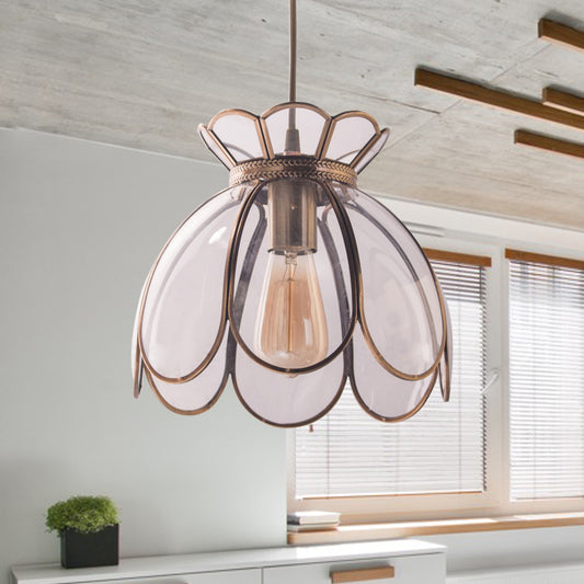 Ruffled Edge Ceiling Pendant Tradition Clear Glass 1 Bulb Hanging Light Fixture, 9.5"/10.5" Wide Clear 10.5" Clearhalo 'Ceiling Lights' 'Glass shade' 'Glass' 'Pendant Lights' 'Pendants' Lighting' 234945