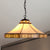 Cone Pendant Light Single Bulb Stained Glass Tiffany-Style Hanging Lamp in Beige for Living Room Beige Clearhalo 'Ceiling Lights' 'Industrial' 'Middle Century Pendants' 'Pendant Lights' 'Pendants' 'Tiffany close to ceiling' 'Tiffany Pendants' 'Tiffany' Lighting' 235056