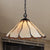 Flared Hanging Light 1 Bulb Beige Stained Glass Tiffany-Style Ceiling Pendant Light for Bedroom Beige Clearhalo 'Ceiling Lights' 'Industrial' 'Middle Century Pendants' 'Pendant Lights' 'Pendants' 'Tiffany close to ceiling' 'Tiffany Pendants' 'Tiffany' Lighting' 235068
