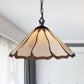 Flared Hanging Light 1 Bulb Beige Stained Glass Tiffany-Style Ceiling Pendant Light for Bedroom Clearhalo 'Ceiling Lights' 'Industrial' 'Middle Century Pendants' 'Pendant Lights' 'Pendants' 'Tiffany close to ceiling' 'Tiffany Pendants' 'Tiffany' Lighting' 235070