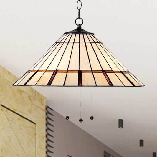 White Glass Conical Hanging Lamp Tiffany 1 Bulb 16"/19.5 W Ceiling Pendant with Metal Chain White 19.5" Clearhalo 'Ceiling Lights' 'Industrial' 'Middle Century Pendants' 'Pendant Lights' 'Pendants' 'Tiffany close to ceiling' 'Tiffany Pendants' 'Tiffany' Lighting' 235075