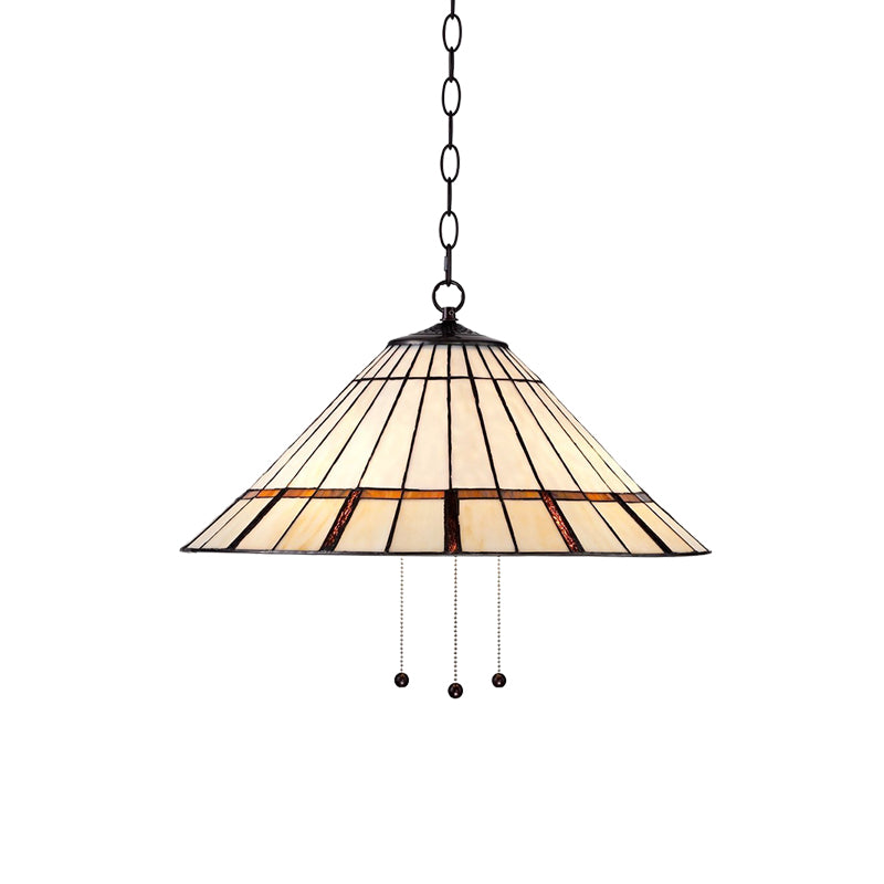 White Glass Conical Hanging Lamp Tiffany 1 Bulb 16"/19.5 W Ceiling Pendant with Metal Chain Clearhalo 'Ceiling Lights' 'Industrial' 'Middle Century Pendants' 'Pendant Lights' 'Pendants' 'Tiffany close to ceiling' 'Tiffany Pendants' 'Tiffany' Lighting' 235077