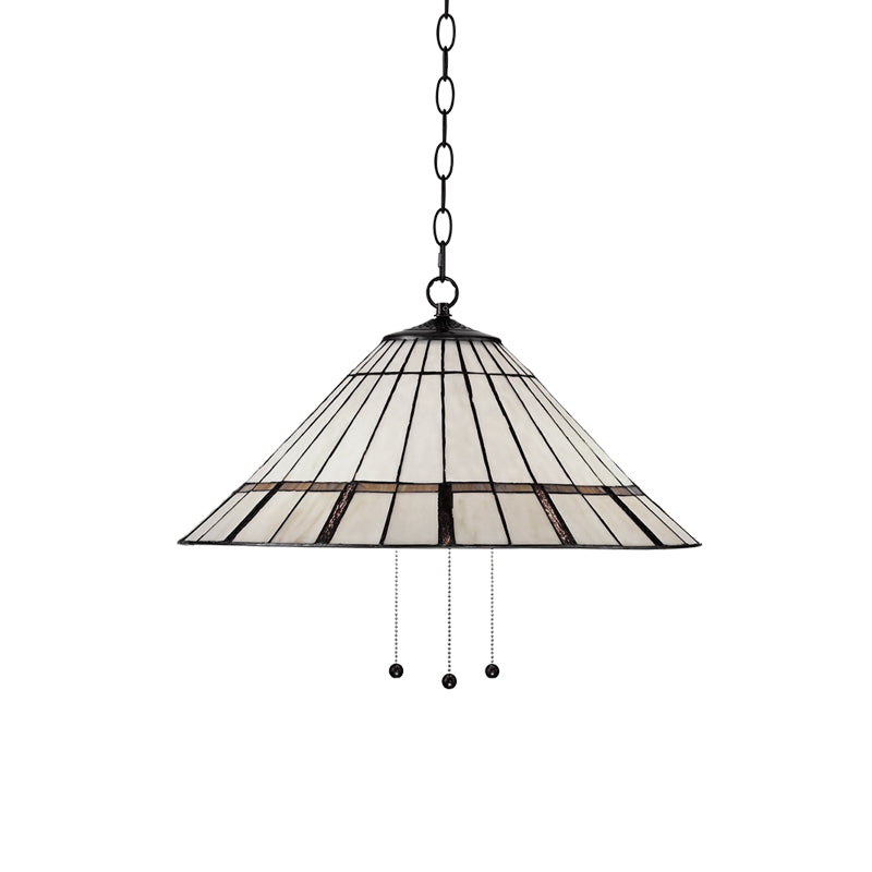 White Glass Conical Hanging Lamp Tiffany 1 Bulb 16"/19.5 W Ceiling Pendant with Metal Chain Clearhalo 'Ceiling Lights' 'Industrial' 'Middle Century Pendants' 'Pendant Lights' 'Pendants' 'Tiffany close to ceiling' 'Tiffany Pendants' 'Tiffany' Lighting' 235080