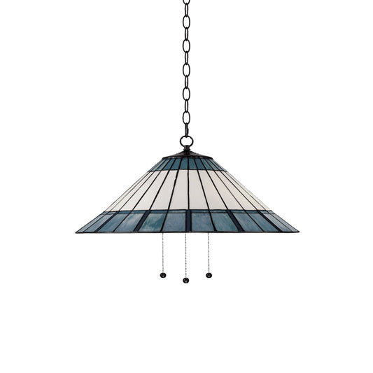 Tapered Pendant Light 16"/19.5" W Single Bulb Stained Glass Tiffany-Style Hanging Lamp in Blue Clearhalo 'Ceiling Lights' 'Industrial' 'Middle Century Pendants' 'Pendant Lights' 'Pendants' 'Tiffany close to ceiling' 'Tiffany Pendants' 'Tiffany' Lighting' 235087