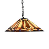 Tiffany Rhombus/Shell Ceiling Lamp 1 Head Brown Stained Art Glass Hanging Pendant Light for Dining Room Clearhalo 'Ceiling Lights' 'Close To Ceiling Lights' 'Industrial' 'Middle Century Pendants' 'Pendant Lights' 'Pendants' 'Tiffany close to ceiling' 'Tiffany Pendants' 'Tiffany' Lighting' 235126