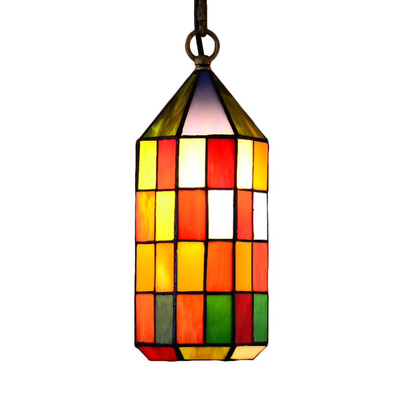 Multi-Color Hanging Pendant Light for Bedroom Living Room with Stained Glass Shade Clearhalo 'Ceiling Lights' 'Industrial' 'Middle Century Pendants' 'Pendant Lights' 'Pendants' 'Tiffany close to ceiling' 'Tiffany Pendants' 'Tiffany' Lighting' 235137