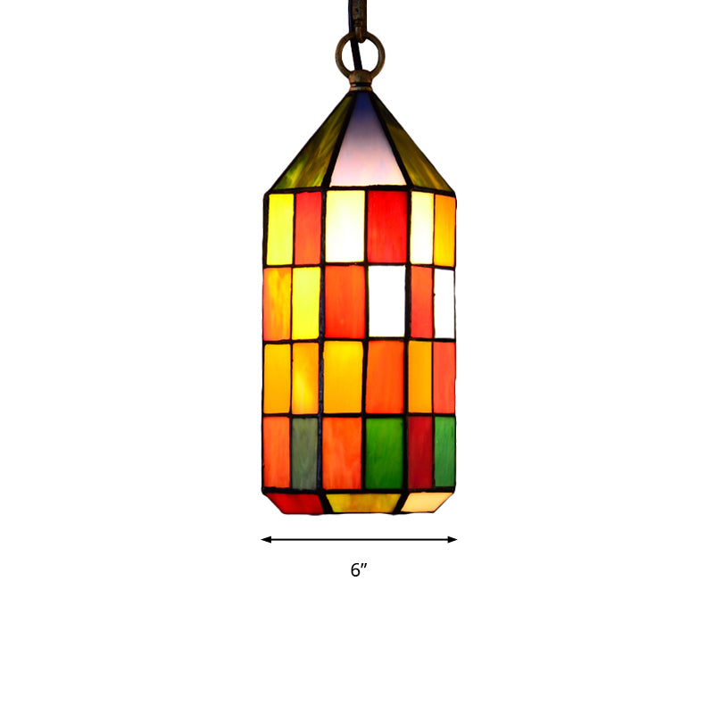 Multi-Color Hanging Pendant Light for Bedroom Living Room with Stained Glass Shade Clearhalo 'Ceiling Lights' 'Industrial' 'Middle Century Pendants' 'Pendant Lights' 'Pendants' 'Tiffany close to ceiling' 'Tiffany Pendants' 'Tiffany' Lighting' 235138