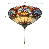 Victorian Wall Lighting with Pull Chain 1 Light Stained Glass Wall Sconce for Living Room Clearhalo 'Industrial' 'Middle century wall lights' 'Tiffany wall lights' 'Tiffany' 'Wall Lamps & Sconces' 'Wall Lights' Lighting' 235216