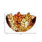 Leaf Wall Light with Stained Glass Bowl Shade 2 Bulbs Lodge Style Sconce Lighting Clearhalo 'Industrial' 'Middle century wall lights' 'Tiffany wall lights' 'Tiffany' 'Wall Lamps & Sconces' 'Wall Lights' Lighting' 235238