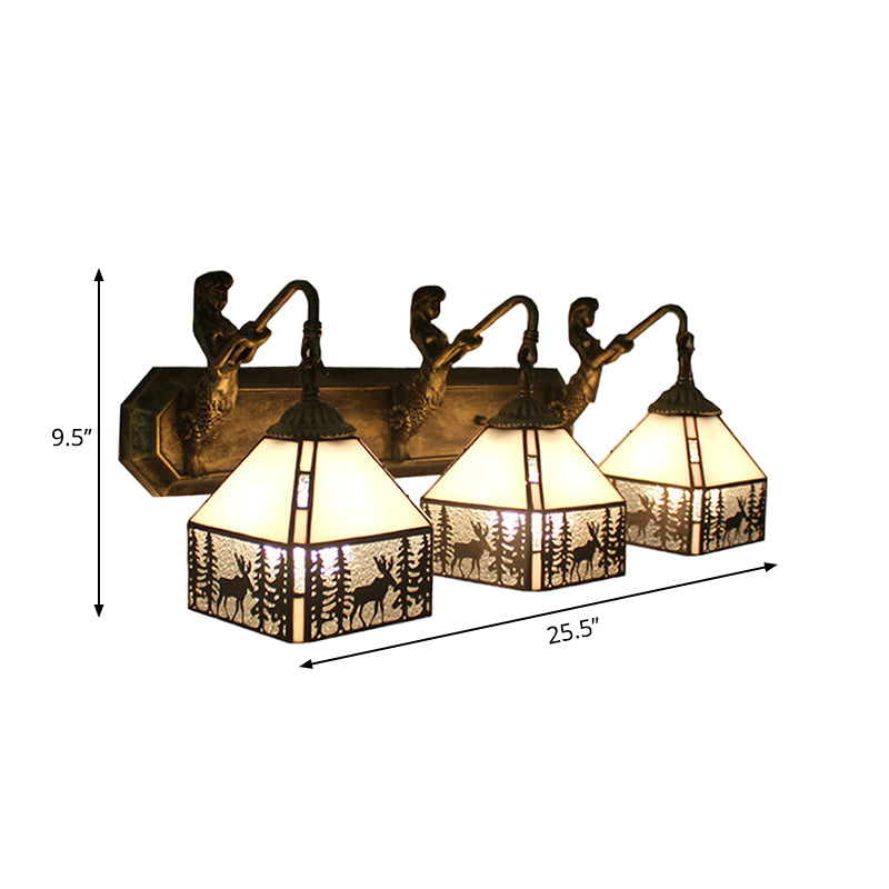 House Wall Light Fixture Tiffany Clear Dimple Glass 3 Heads Bronze Sconce Lighting Clearhalo 'Industrial' 'Middle century wall lights' 'Tiffany wall lights' 'Tiffany' 'Wall Lamps & Sconces' 'Wall Lights' Lighting' 235273