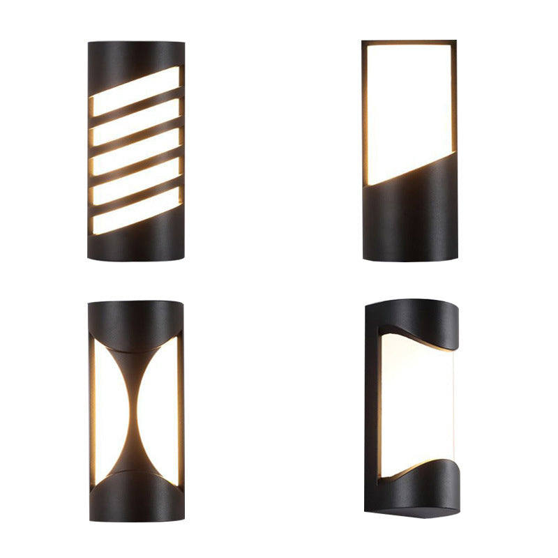 Cylindrical Outdoor Flush Mount Wall Sconce Metallic Modernist LED Wall Light in Black Clearhalo 'Cast Iron' 'Glass' 'Industrial' 'Modern wall lights' 'Modern' 'Tiffany' 'Traditional wall lights' 'Wall Lamps & Sconces' 'Wall Lights' Lighting' 2353322