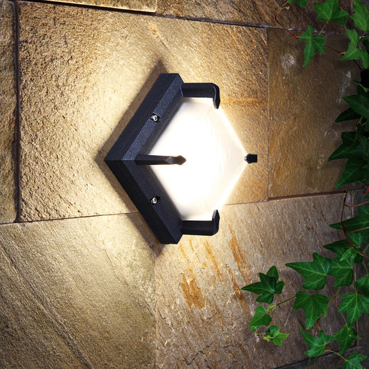 Square Patio Wall Lighting Fixture Frosted Glass Contemporary LED Wall Sconce Light in Black Clearhalo 'Cast Iron' 'Glass' 'Industrial' 'Modern wall lights' 'Modern' 'Tiffany' 'Traditional wall lights' 'Wall Lamps & Sconces' 'Wall Lights' Lighting' 2353339