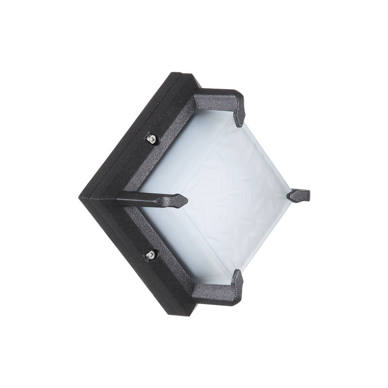 Square Patio Wall Lighting Fixture Frosted Glass Contemporary LED Wall Sconce Light in Black Clearhalo 'Cast Iron' 'Glass' 'Industrial' 'Modern wall lights' 'Modern' 'Tiffany' 'Traditional wall lights' 'Wall Lamps & Sconces' 'Wall Lights' Lighting' 2353342