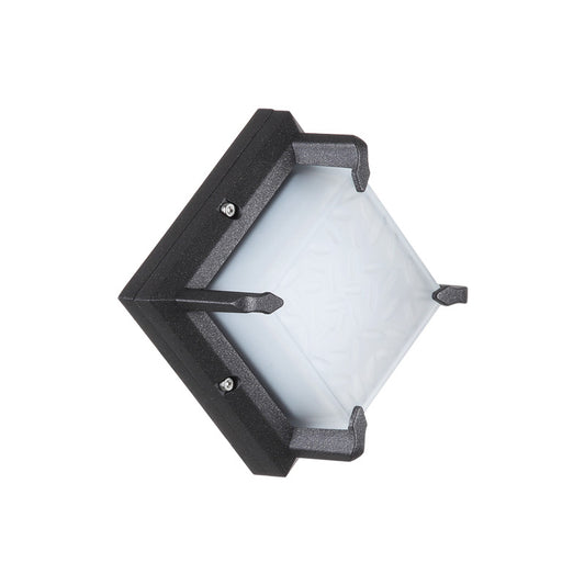 Square Patio Wall Lighting Fixture Frosted Glass Contemporary LED Wall Sconce Light in Black Clearhalo 'Cast Iron' 'Glass' 'Industrial' 'Modern wall lights' 'Modern' 'Tiffany' 'Traditional wall lights' 'Wall Lamps & Sconces' 'Wall Lights' Lighting' 2353342