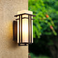 Rectangular Outdoor Wall Lighting Rustic Metal 1-Light Black Finish Sconce Wall Light Black 6.5" Clearhalo 'Wall Lamps & Sconces' 'Wall Lights' Lighting' 2353354