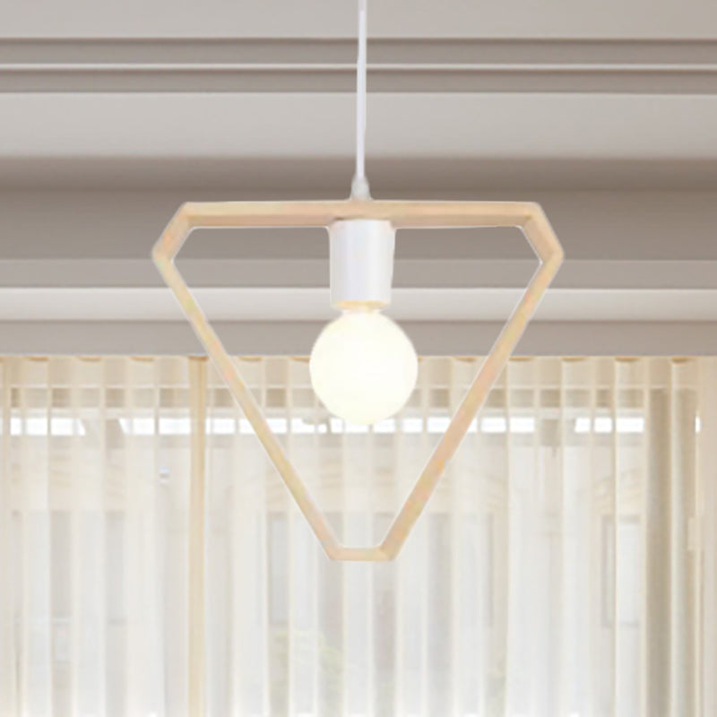 Triangle/Square/Hexagonal Drop Pendant Contemporary Wooden 1-Light Bedroom Ceiling Light Fixture Clearhalo 'Ceiling Lights' 'Pendant Lights' 'Pendants' Lighting' 235346