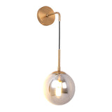 Silver Plated Glass Ball Wall Hanging Lamp Simple Single Brass Wall Mounted Light for Bedroom Clearhalo 'Cast Iron' 'Glass' 'Industrial' 'Modern wall lights' 'Modern' 'Tiffany' 'Traditional wall lights' 'Wall Lamps & Sconces' 'Wall Lights' Lighting' 2353462