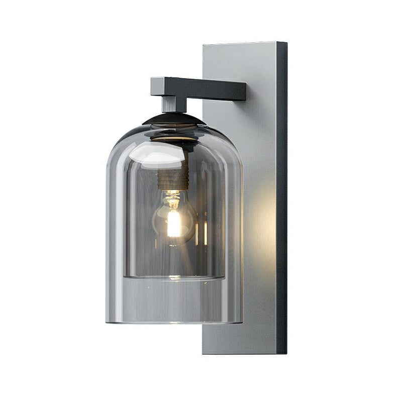 Blown Smokey Glass Dome Wall Lamp Nordic 1 Bulb Grey Finish Sconce Lighting for Corridor Smoke Gray Clearhalo 'Cast Iron' 'Glass' 'Industrial' 'Modern wall lights' 'Modern' 'Tiffany' 'Traditional wall lights' 'Wall Lamps & Sconces' 'Wall Lights' Lighting' 2353477