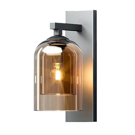 Blown Smokey Glass Dome Wall Lamp Nordic 1 Bulb Grey Finish Sconce Lighting for Corridor Amber Clearhalo 'Cast Iron' 'Glass' 'Industrial' 'Modern wall lights' 'Modern' 'Tiffany' 'Traditional wall lights' 'Wall Lamps & Sconces' 'Wall Lights' Lighting' 2353478