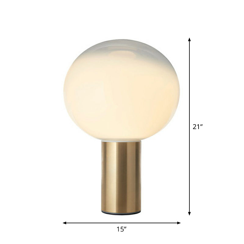 Spherical Frosted White Glass Table Light Minimalist 1 Bulb Gold Nightstand Lamp Gold 15" Clearhalo 'Lamps' 'Table Lamps' Lighting' 2353515