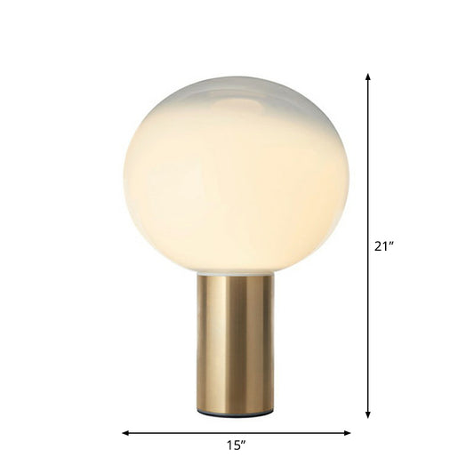 Spherical Frosted White Glass Table Light Minimalist 1 Bulb Gold Nightstand Lamp Gold 15" Clearhalo 'Lamps' 'Table Lamps' Lighting' 2353515