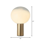 Spherical Frosted White Glass Table Light Minimalist 1 Bulb Gold Nightstand Lamp Gold 15" Clearhalo 'Lamps' 'Table Lamps' Lighting' 2353515
