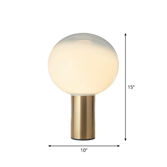 Spherical Frosted White Glass Table Light Minimalist 1 Bulb Gold Nightstand Lamp Gold 10" Clearhalo 'Lamps' 'Table Lamps' Lighting' 2353516