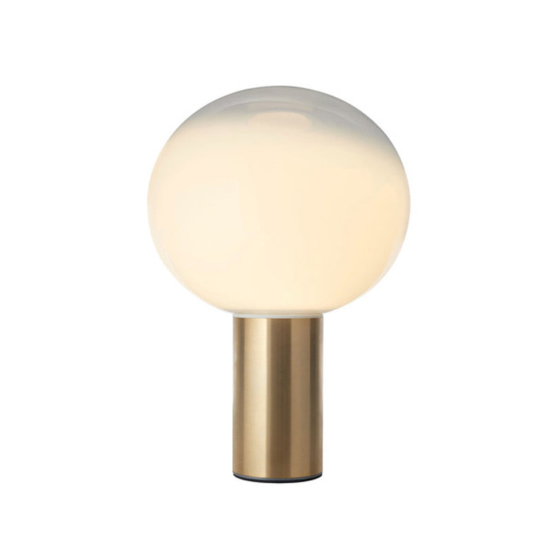 Spherical Frosted White Glass Table Light Minimalist 1 Bulb Gold Nightstand Lamp Clearhalo 'Lamps' 'Table Lamps' Lighting' 2353517