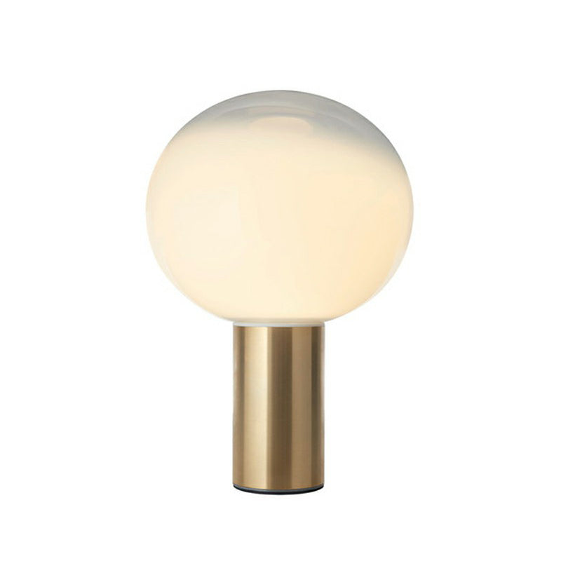Spherical Frosted White Glass Table Light Minimalist 1 Bulb Gold Nightstand Lamp Clearhalo 'Lamps' 'Table Lamps' Lighting' 2353520