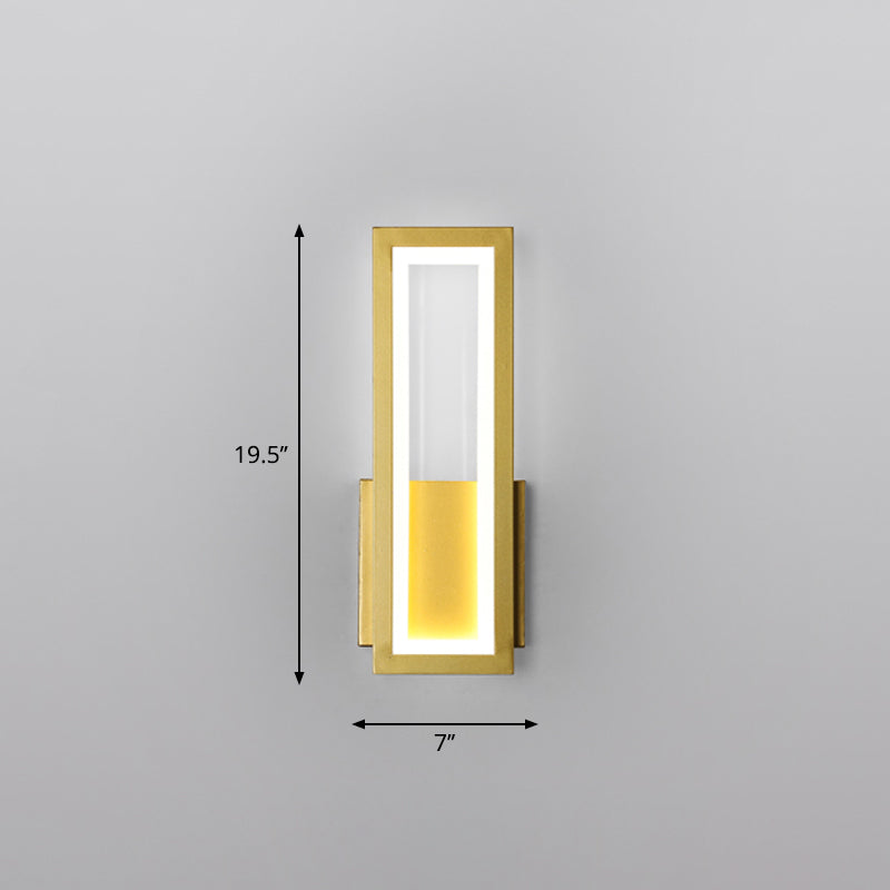 Minimalism Rectangle Wall Sconce Lighting Metal Foyer LED Wall Mount Light Fixture Gold 7" White Clearhalo 'Modern wall lights' 'Modern' 'Wall Lamps & Sconces' 'Wall Lights' Lighting' 2353534