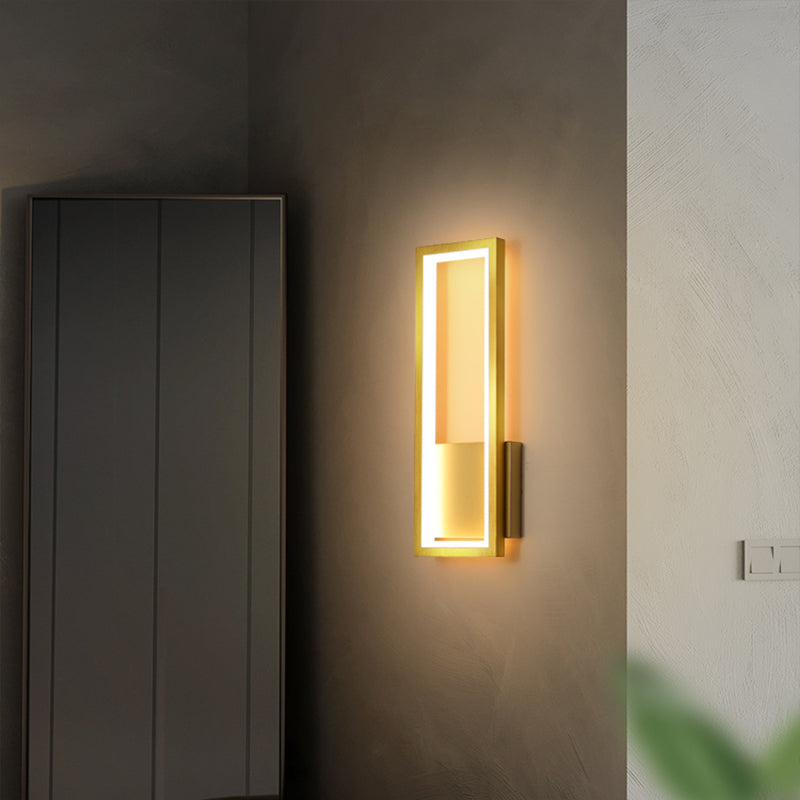 Minimalism Rectangle Wall Sconce Lighting Metal Foyer LED Wall Mount Light Fixture Clearhalo 'Modern wall lights' 'Modern' 'Wall Lamps & Sconces' 'Wall Lights' Lighting' 2353537