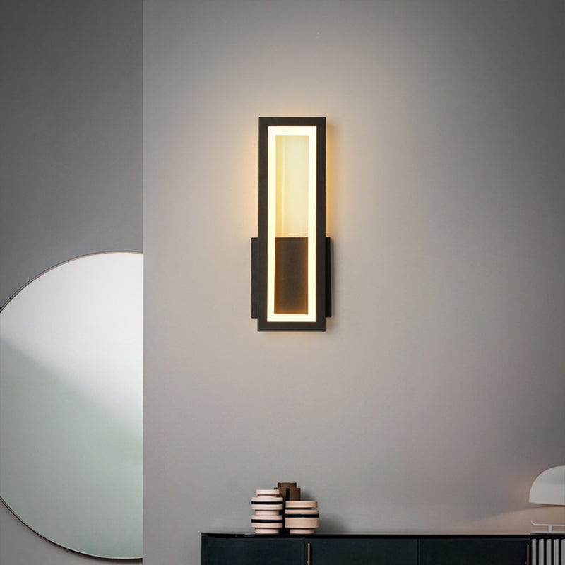 Minimalism Rectangle Wall Sconce Lighting Metal Foyer LED Wall Mount Light Fixture Clearhalo 'Modern wall lights' 'Modern' 'Wall Lamps & Sconces' 'Wall Lights' Lighting' 2353540