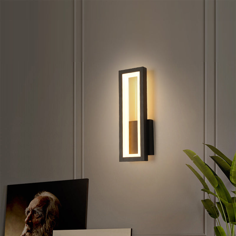 Minimalism Rectangle Wall Sconce Lighting Metal Foyer LED Wall Mount Light Fixture Clearhalo 'Modern wall lights' 'Modern' 'Wall Lamps & Sconces' 'Wall Lights' Lighting' 2353542