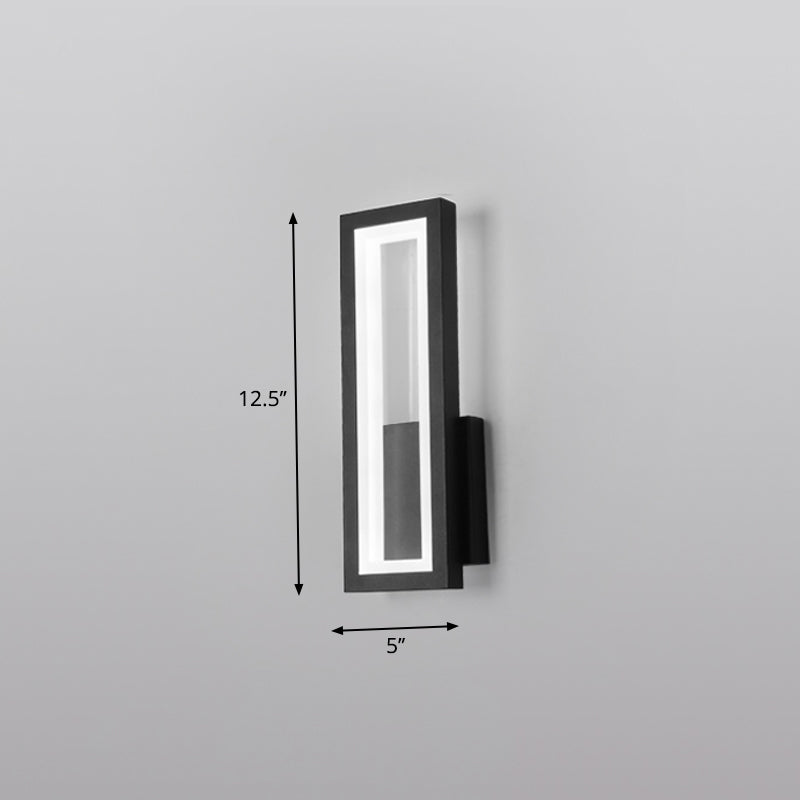 Minimalism Rectangle Wall Sconce Lighting Metal Foyer LED Wall Mount Light Fixture Black 5" White Clearhalo 'Modern wall lights' 'Modern' 'Wall Lamps & Sconces' 'Wall Lights' Lighting' 2353546