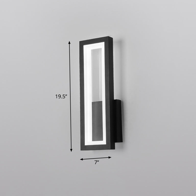 Minimalism Rectangle Wall Sconce Lighting Metal Foyer LED Wall Mount Light Fixture Black 7" White Clearhalo 'Modern wall lights' 'Modern' 'Wall Lamps & Sconces' 'Wall Lights' Lighting' 2353547