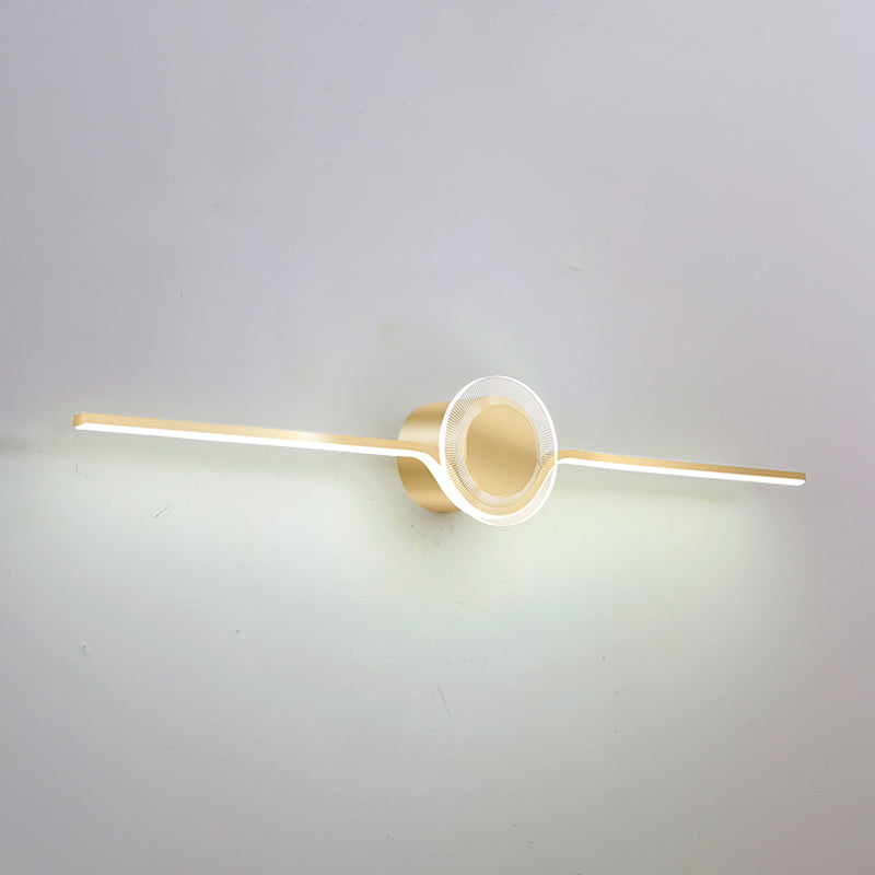 Linear and Round LED Vanity Light Simple Style Acrylic Wall Lamp Fixture for Bathroom Gold White Clearhalo 'Modern wall lights' 'Modern' 'Vanity Lights' 'Wall Lights' Lighting' 2353551